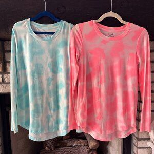 Sweet Tea's By Pink Rose Juniors' Tie Dye Long Sleeve Tops Set of Two XS